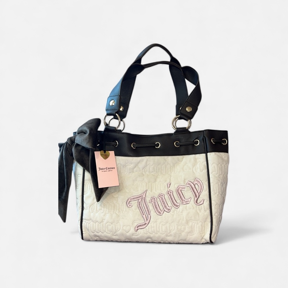 Juicy Couture Vintage Dreams Velour Daydreamer Tote Bag Angel Chocolate Y2K